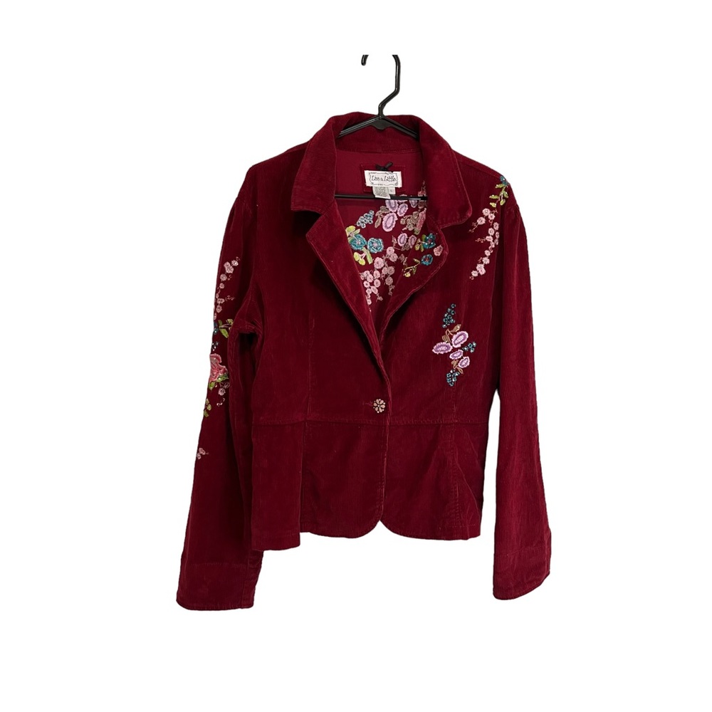 Live a Little Red Corduroy Embroidered Jacket